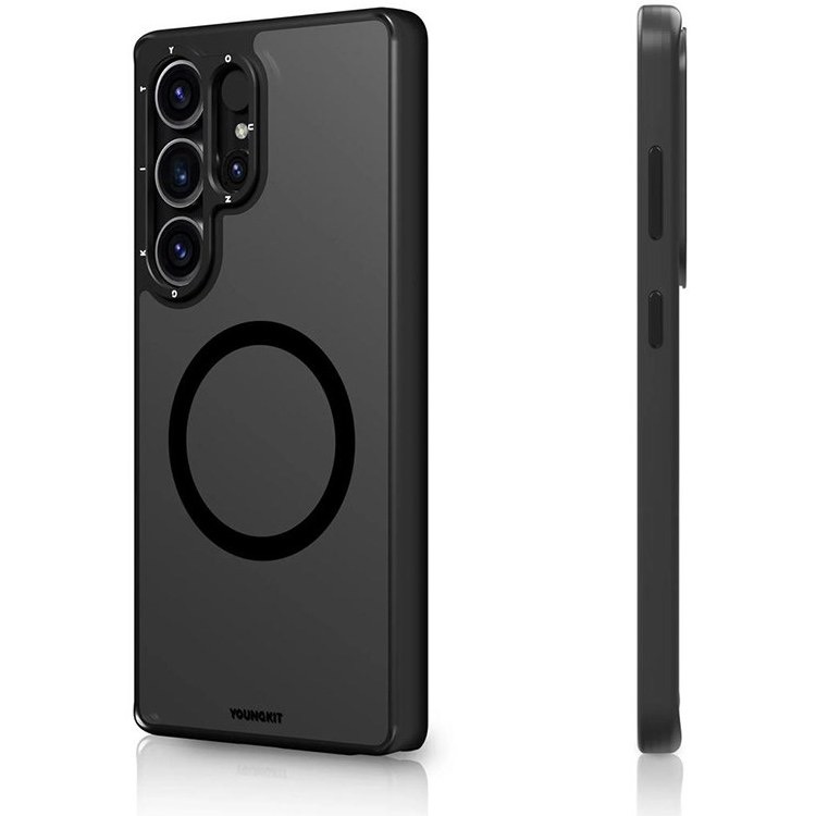 کاور یانگ کیت مدل Gemstone Glass Back Soft Frame مناسب برای گوشی موبایل سامسونگ Galaxy S25 Ultra رنگ مشکی
