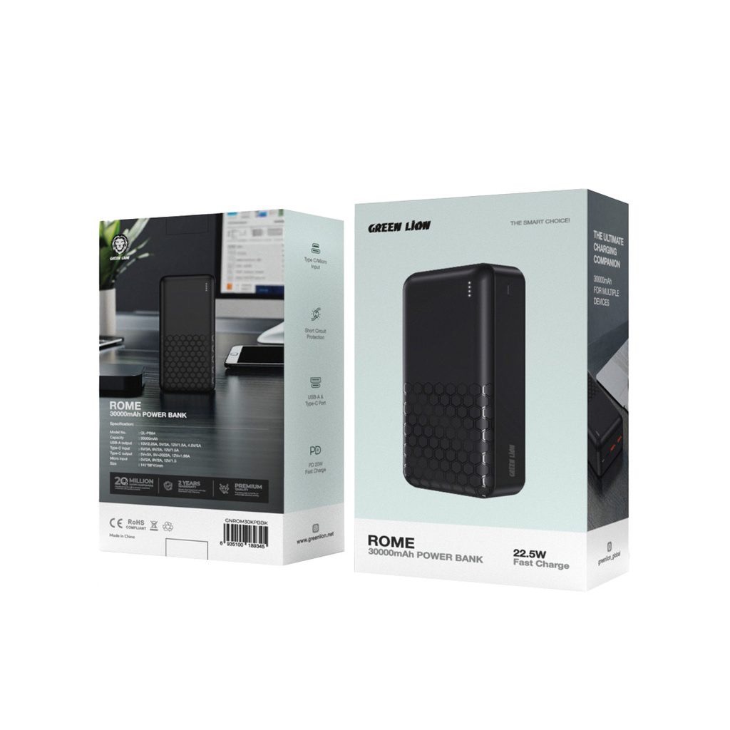 پاوربانک رم 30000 میلی آمپر گرین Green lion Rome PowerBank 30000mAh